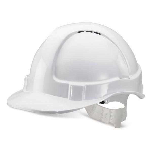 ECONOMY VENTED S/HELMET WHITE PLASTIC HARNESS
