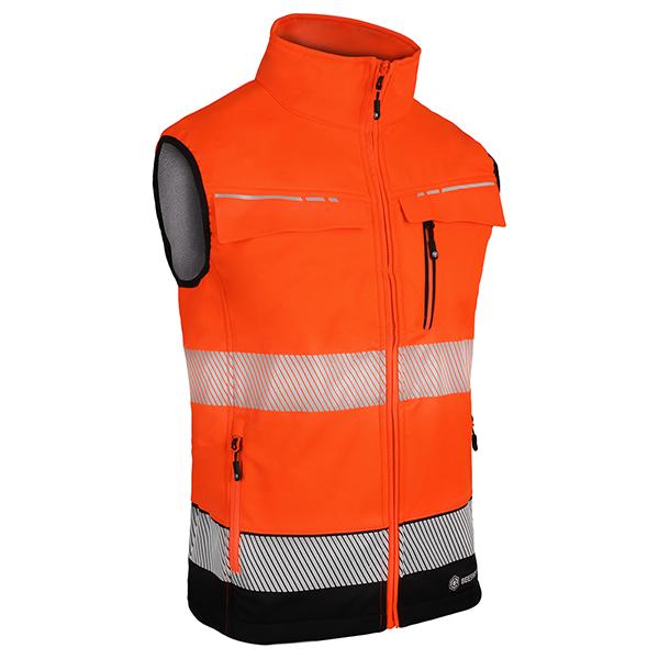 Beeswift Deltic Two-Tone Hi-Vis Softshell Rail Bodywarmer (Orange / Black)