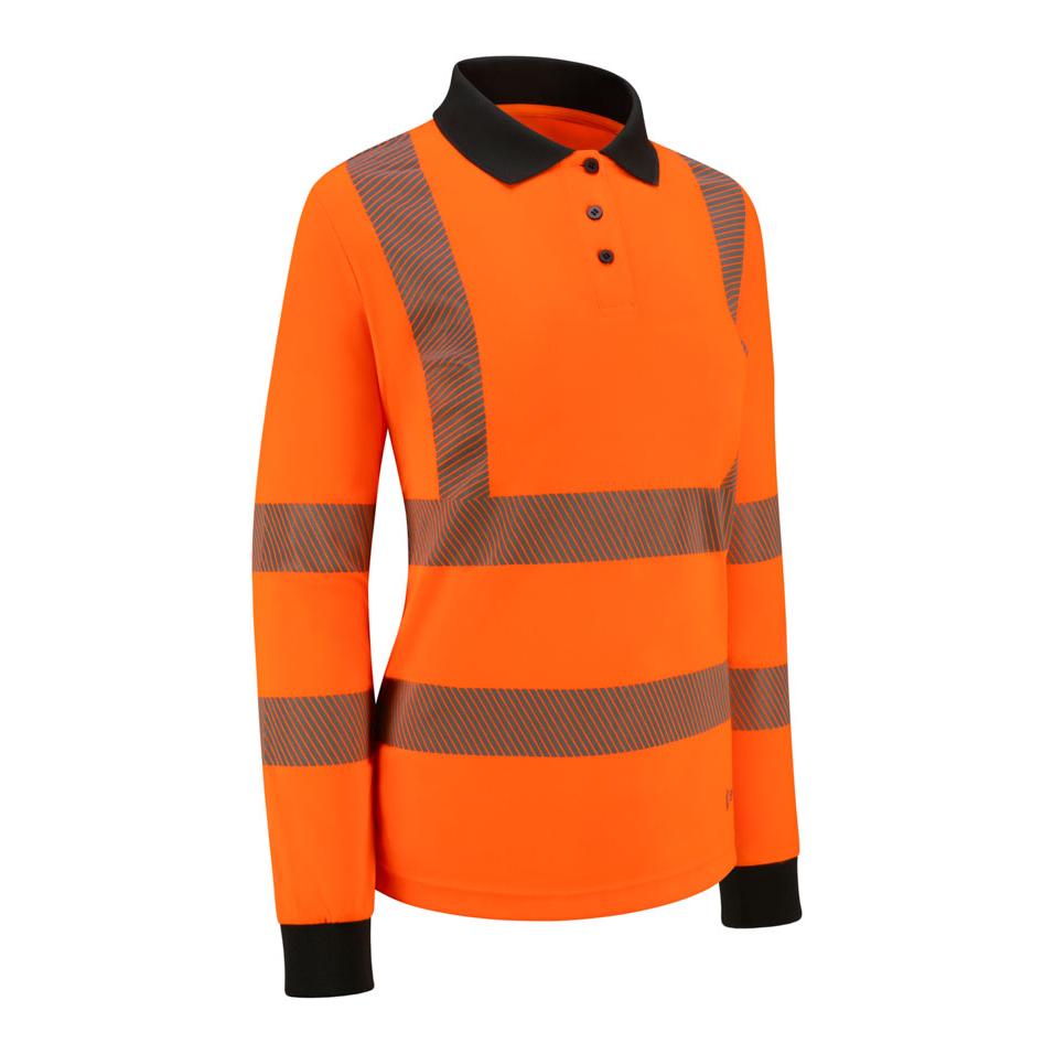 B-SEEN WOMENS L/S EXEC HI-VIS POLO SHIRT ORANGE 20