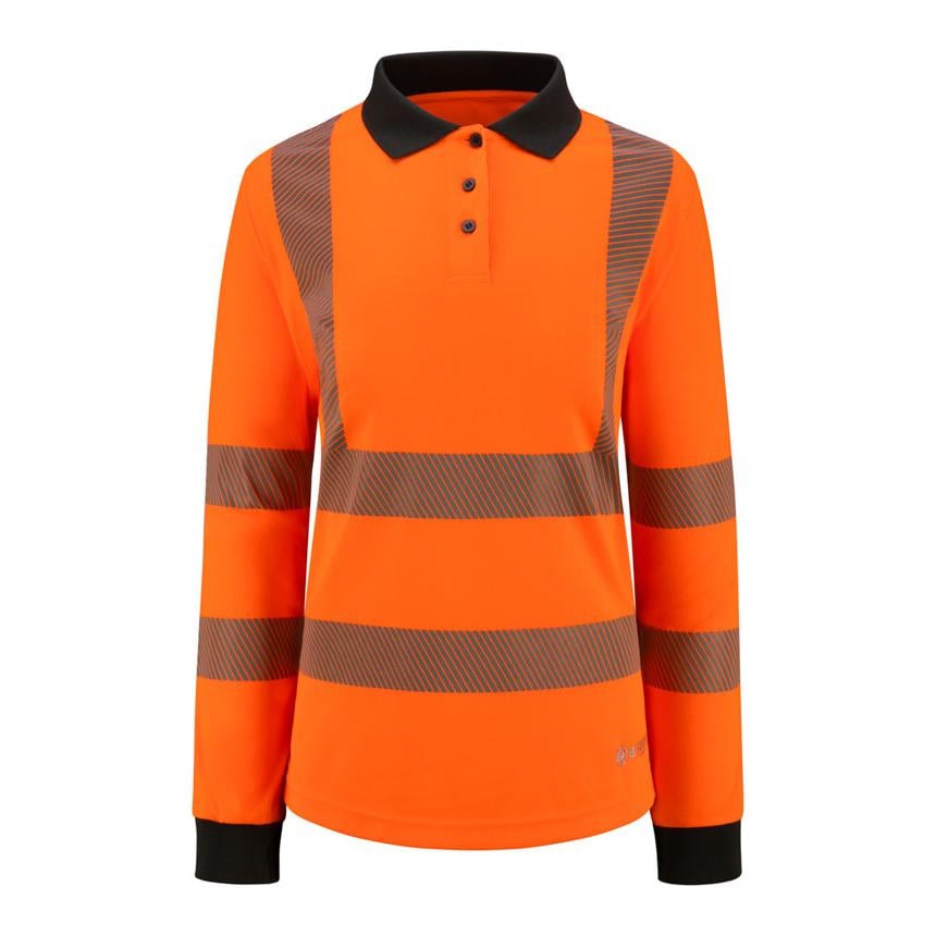 B-SEEN WOMENS L/S EXEC HI-VIS POLO SHIRT ORANGE 12 B-SEEN WOMENS L/S EXEC HI-VIS POLO SHIRT ORANGE 12
