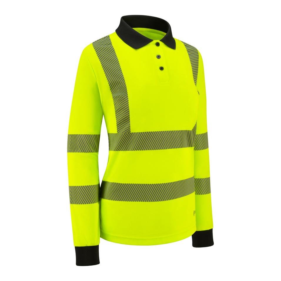 B-SEEN WOMENS L/S EXEC HI-VIS POLO SHIRT YELLOW 18