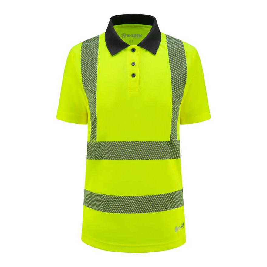 B-SEEN WOMENS S/S EXEC HI-VIS POLO SHIRT YELLOW 14 B-SEEN WOMENS S/S EXEC HI-VIS POLO SHIRT YELLOW 14