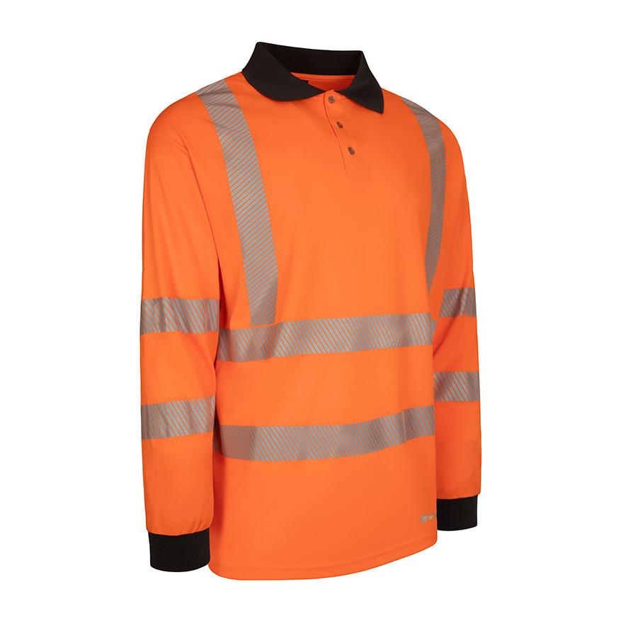 B-SEEN MENS L/S EXEC HI-VIS POLO SHIRT ORANGE 5XL