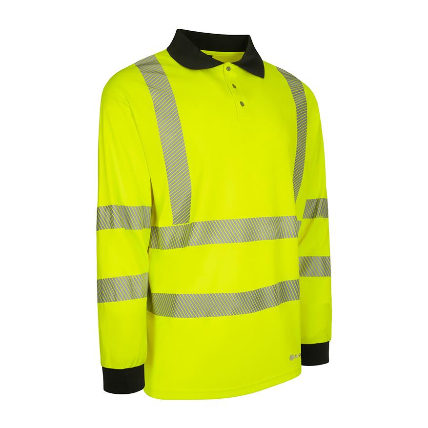B-SEEN MENS L/S EXEC HI-VIS POLO SHIRT YELLOW XL