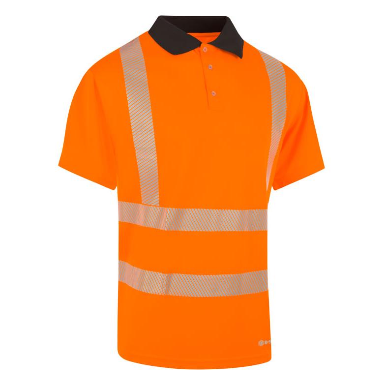 B-SEEN MENS S/S EXEC HI-VIS POLO SHIRT ORANGE S