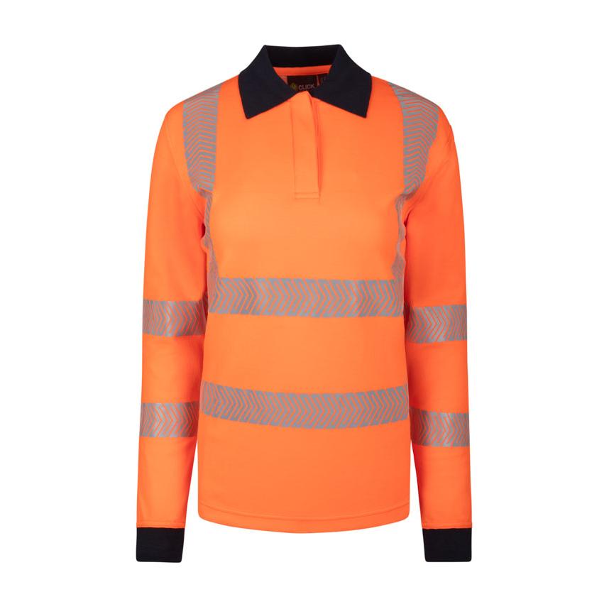 CLICK ARC FLASH WOMENS POLO SHIRT HIVIS ORANGE 20 CLICK ARC FLASH WOMENS POLO SHIRT HIVIS ORANGE 20