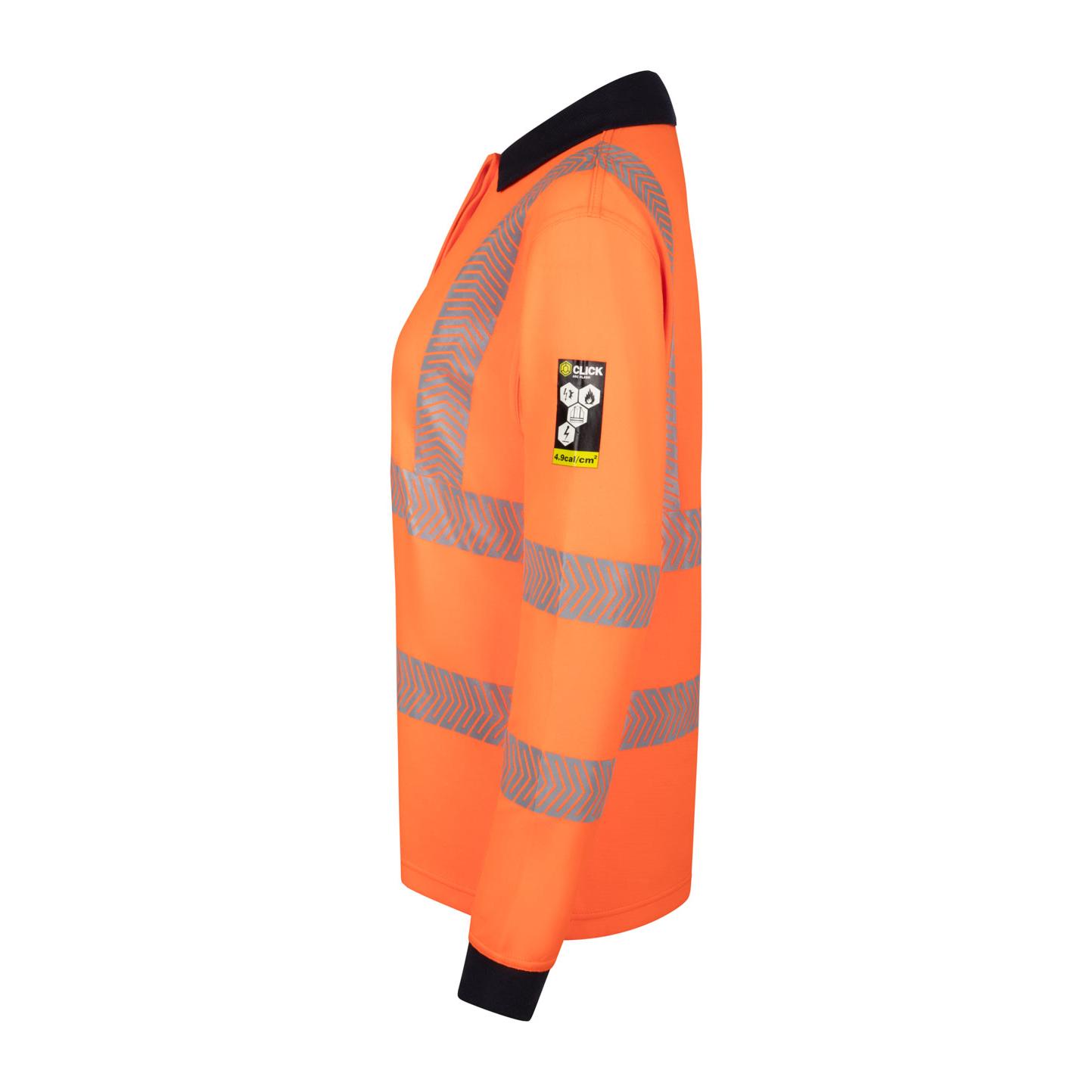 CLICK ARC FLASH WOMENS POLO SHIRT HIVIS ORANGE 20 CLICK ARC FLASH WOMENS POLO SHIRT HIVIS ORANGE 20