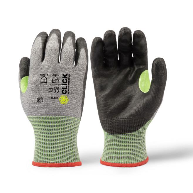 Beeswiftt Click Hand Protection 13G PU Coated Cut F Glove (Green)