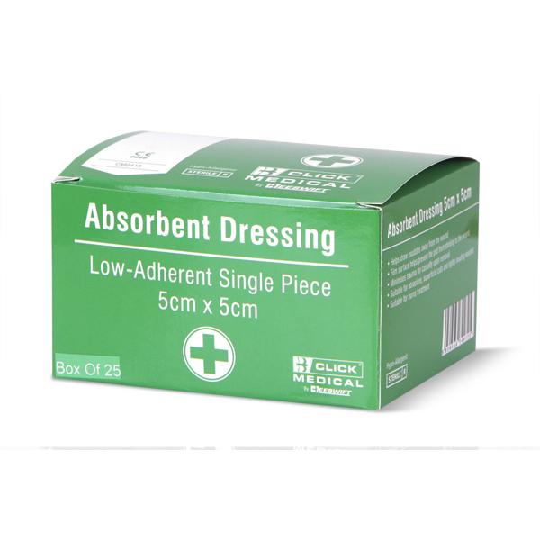 CLICK MEDICAL LOW ADHERENT DRESSING 5x5cm CLICK MEDICAL LOW ADHERENT DRESSING 5x5cm