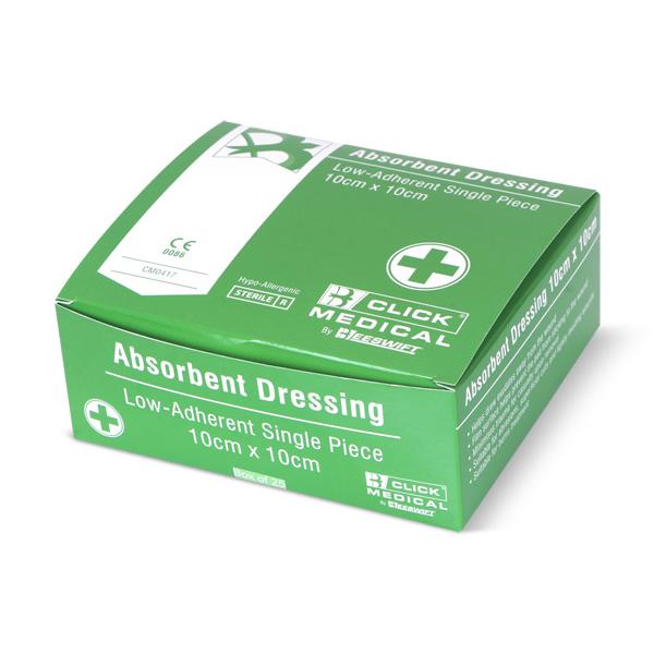 CLICK MEDICAL LOW ADHERENT DRESSING 10x10cm