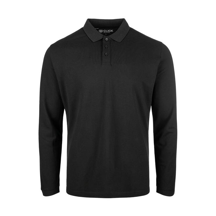 CLICK WORKWEAR UNISEX BLACK L/S POLO SHIRT CLICK WORKWEAR UNISEX BLACK L/S POLO SHIRT