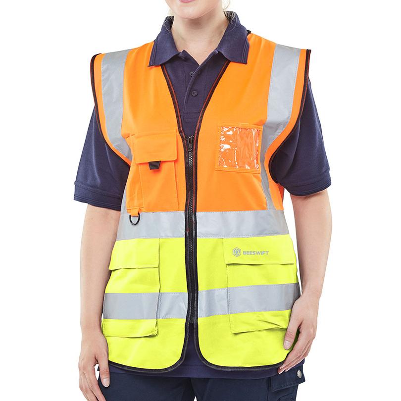 Beeswift Hi-Vis Two Tone Executive ID Vest (Orange / Saturn Yellow)