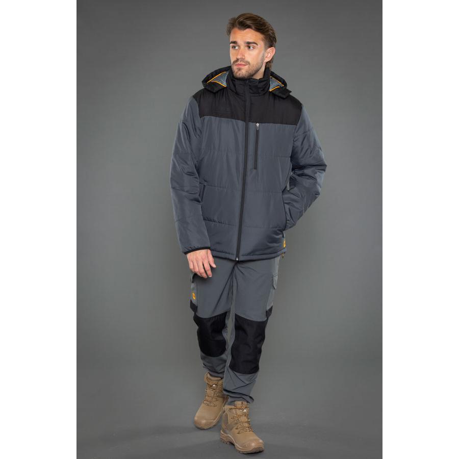 JCB UNISEX PADDED JACKET WITH HOOD GREY/BLACK LGE