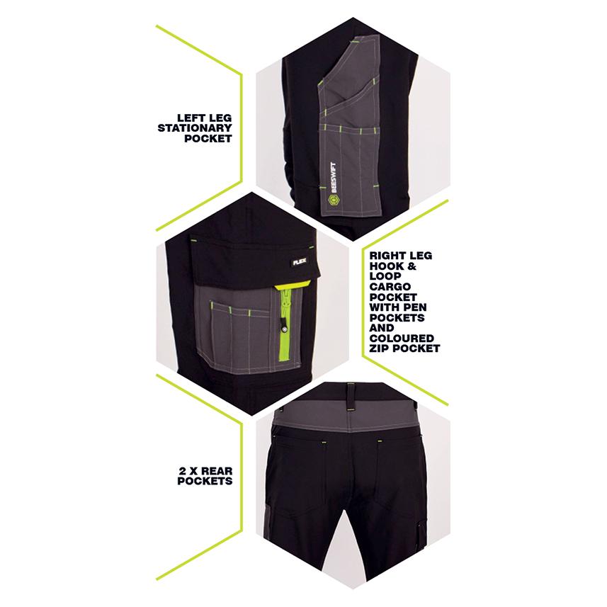 FLEX WORKWEAR TROUSER  TWO-TONE BLACK GREY 38S