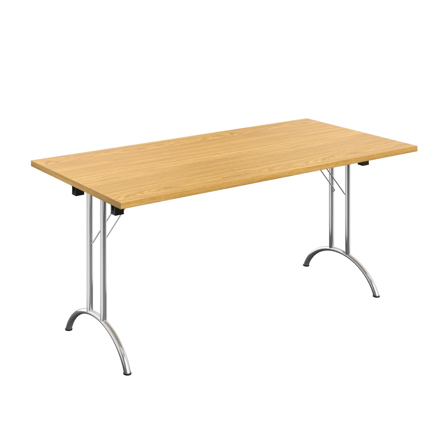 One Union Rectangular Folding Table  1600 X 800 Nova Oak/Chrome