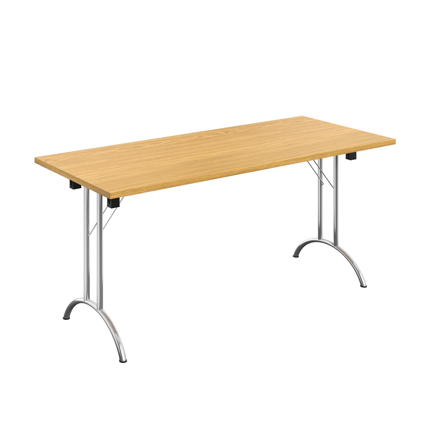 One Union Rectangular Folding Table  1600 X 700 Nova Oak/Chrome