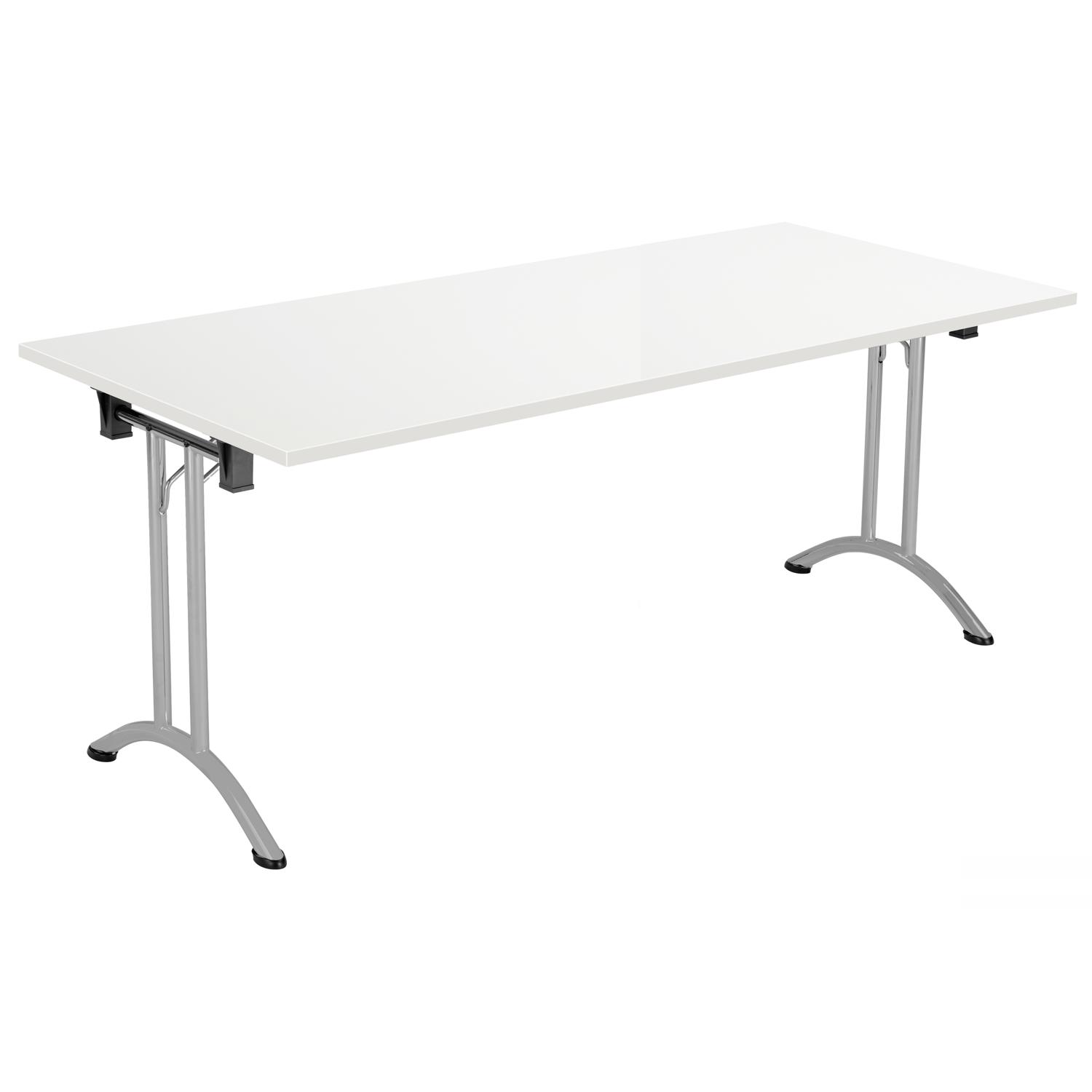 One Union Rectangular Folding Table  1600 X 800 White/Silver