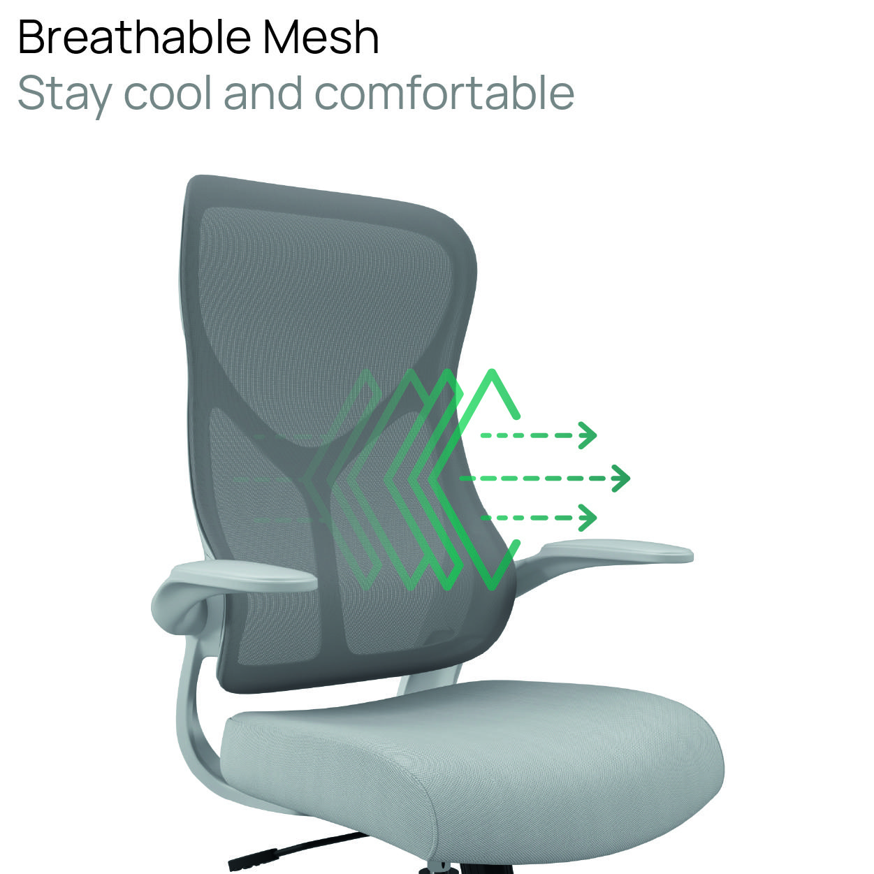 Zip Mesh Back Chair with Folding Arms Black