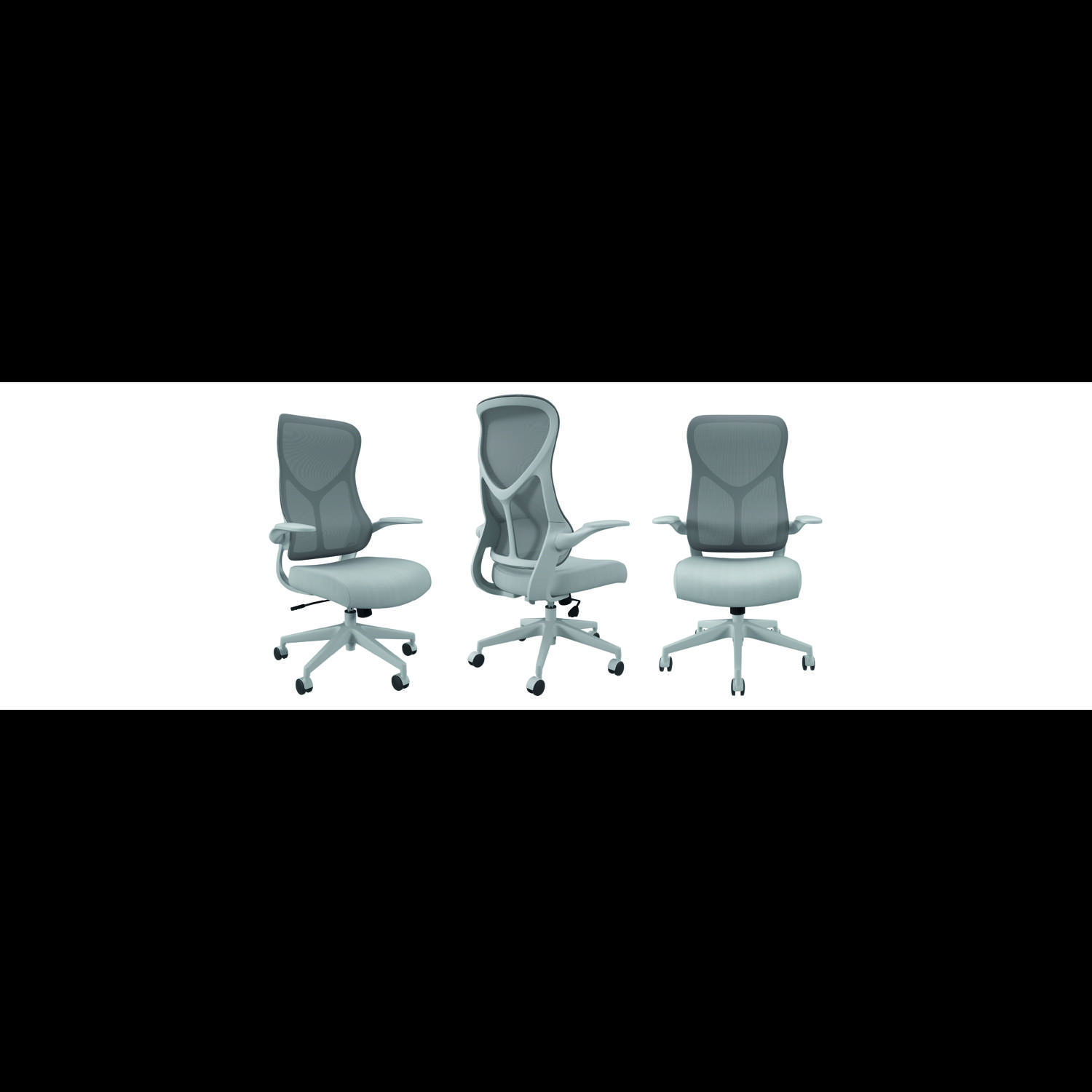 Zip Mesh Back Chair with Folding Arms Black