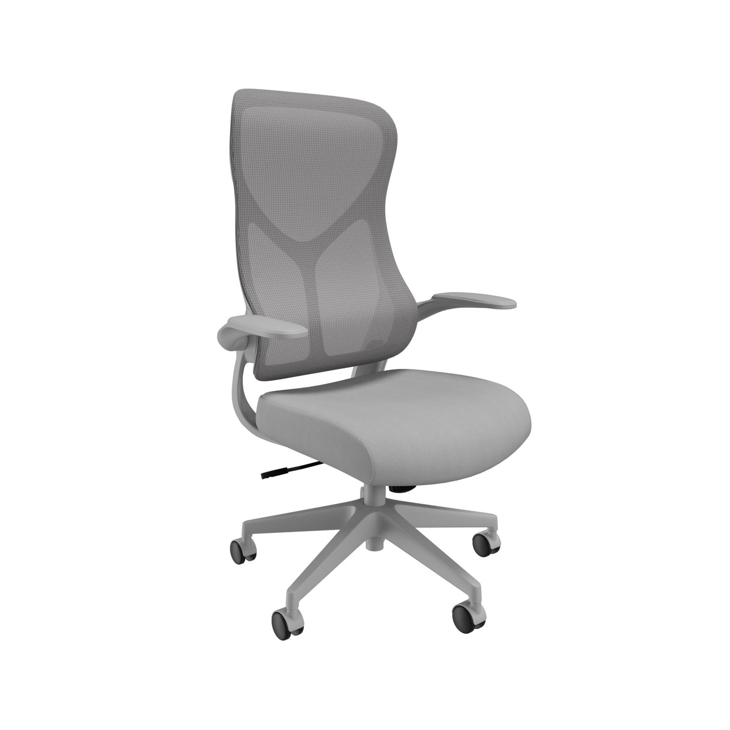 Zip Mesh Back Chair with Folding Arms Grey Zip Mesh Back Chair with Folding Arms Grey