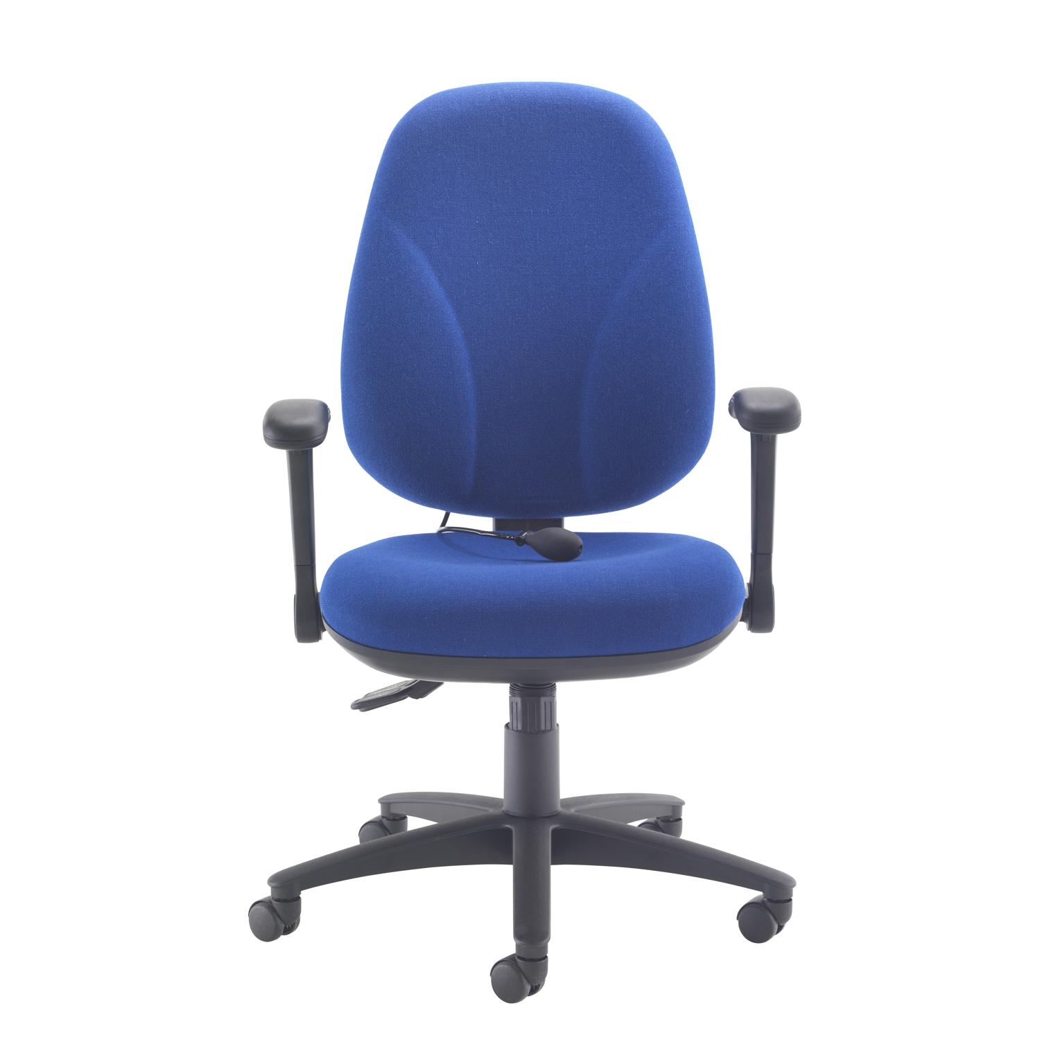Maxi Ergo Chair with Lumbar Pump Folding Arms Royal Blue