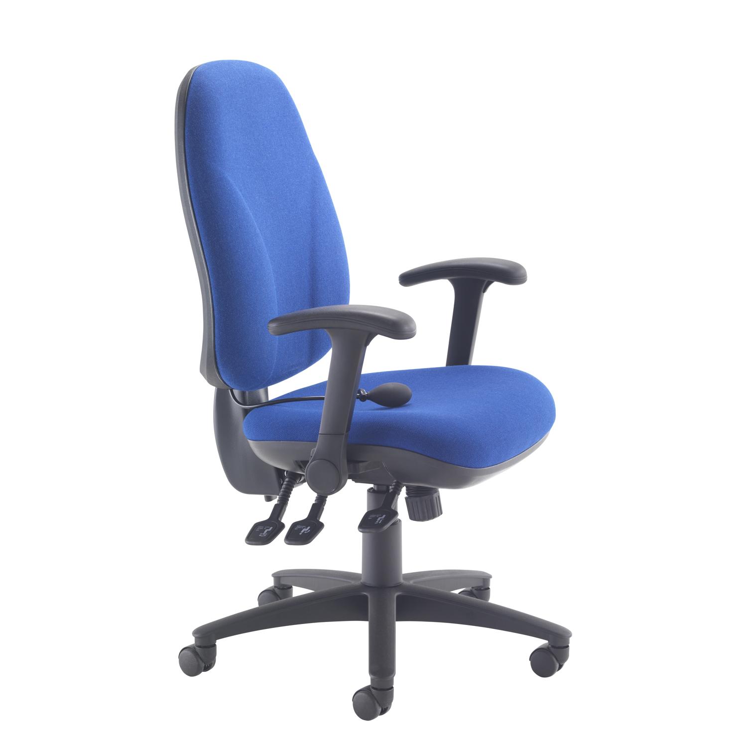 Maxi Ergo Chair with Lumbar Pump Folding Arms Royal Blue