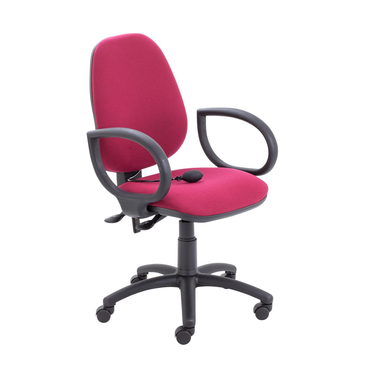 Calypso Ergo 2 Lever Office Chair with Lumbar Pump Fixed Arms Claret