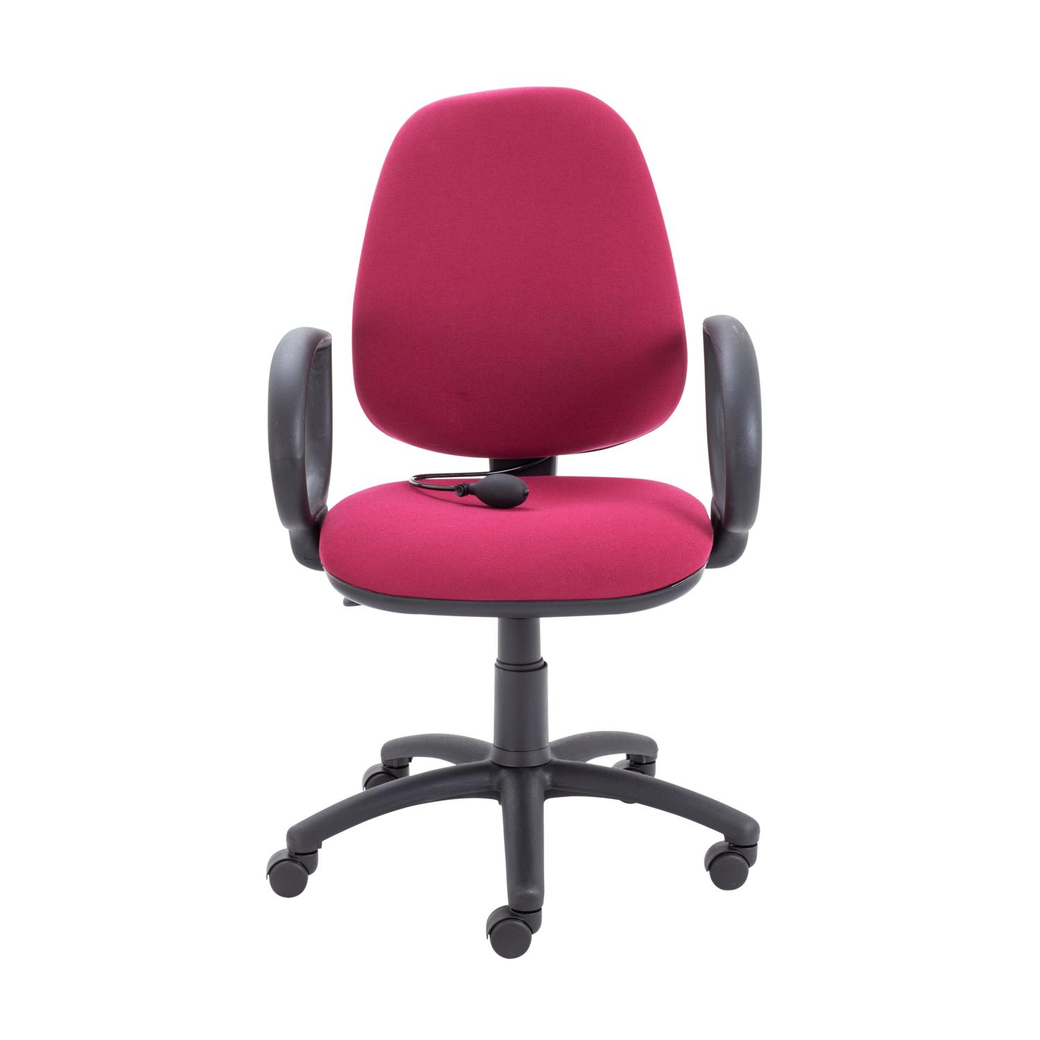 Calypso Ergo 2 Lever Office Chair with Lumbar Pump Fixed Arms Claret