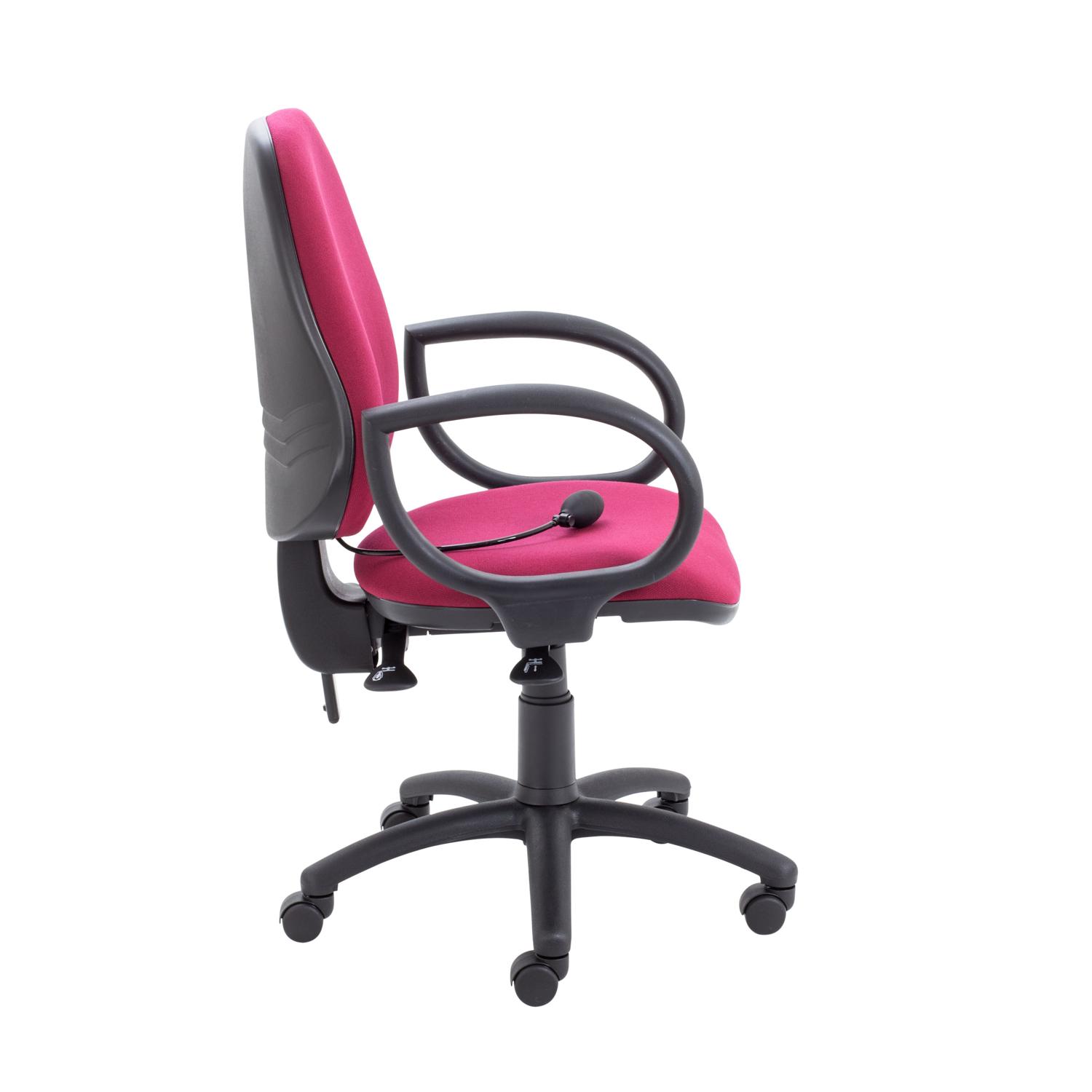 Calypso Ergo 2 Lever Office Chair with Lumbar Pump Fixed Arms Claret