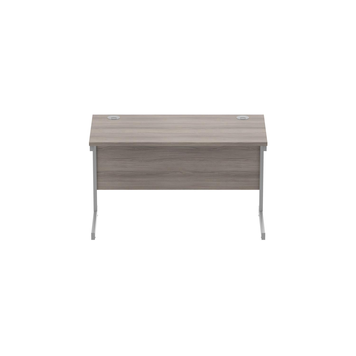 Office Rectangular Desk with Steel Single Upright Cantilever Frame  1200X600 Alaskan Grey Oak/Silver