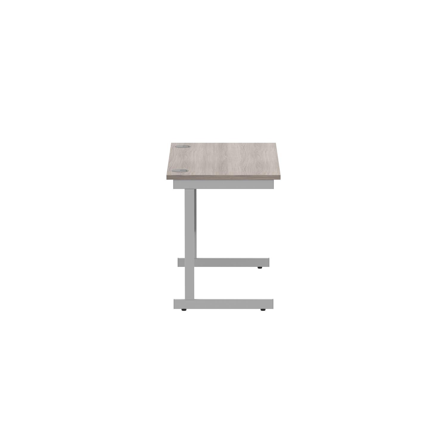 Office Rectangular Desk with Steel Single Upright Cantilever Frame  1200X600 Alaskan Grey Oak/Silver