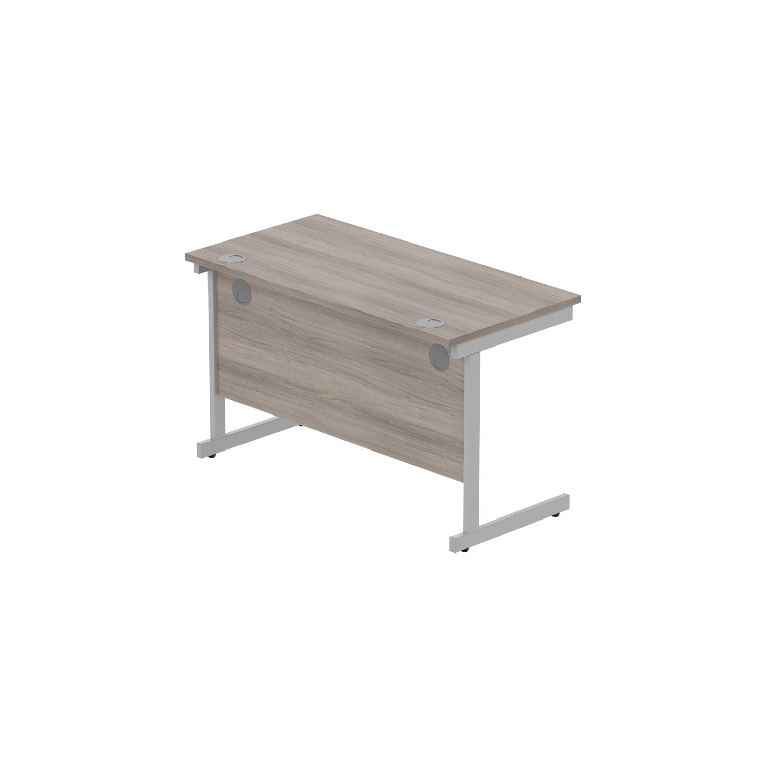 Office Rectangular Desk with Steel Single Upright Cantilever Frame  1200X600 Alaskan Grey Oak/Silver