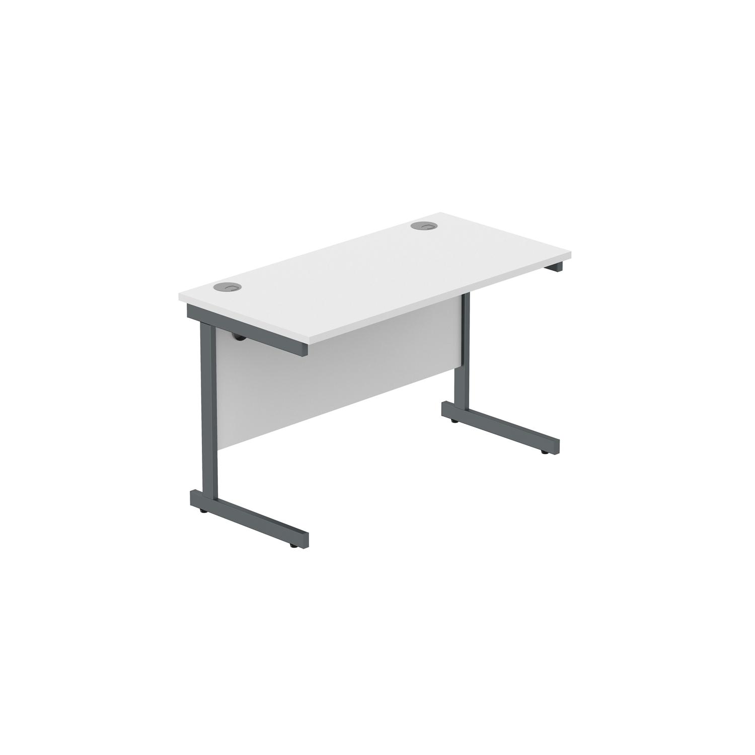 Office Rectangular Desk with Steel Single Upright Cantilever Frame  1200X600 Arctic White/Graphite