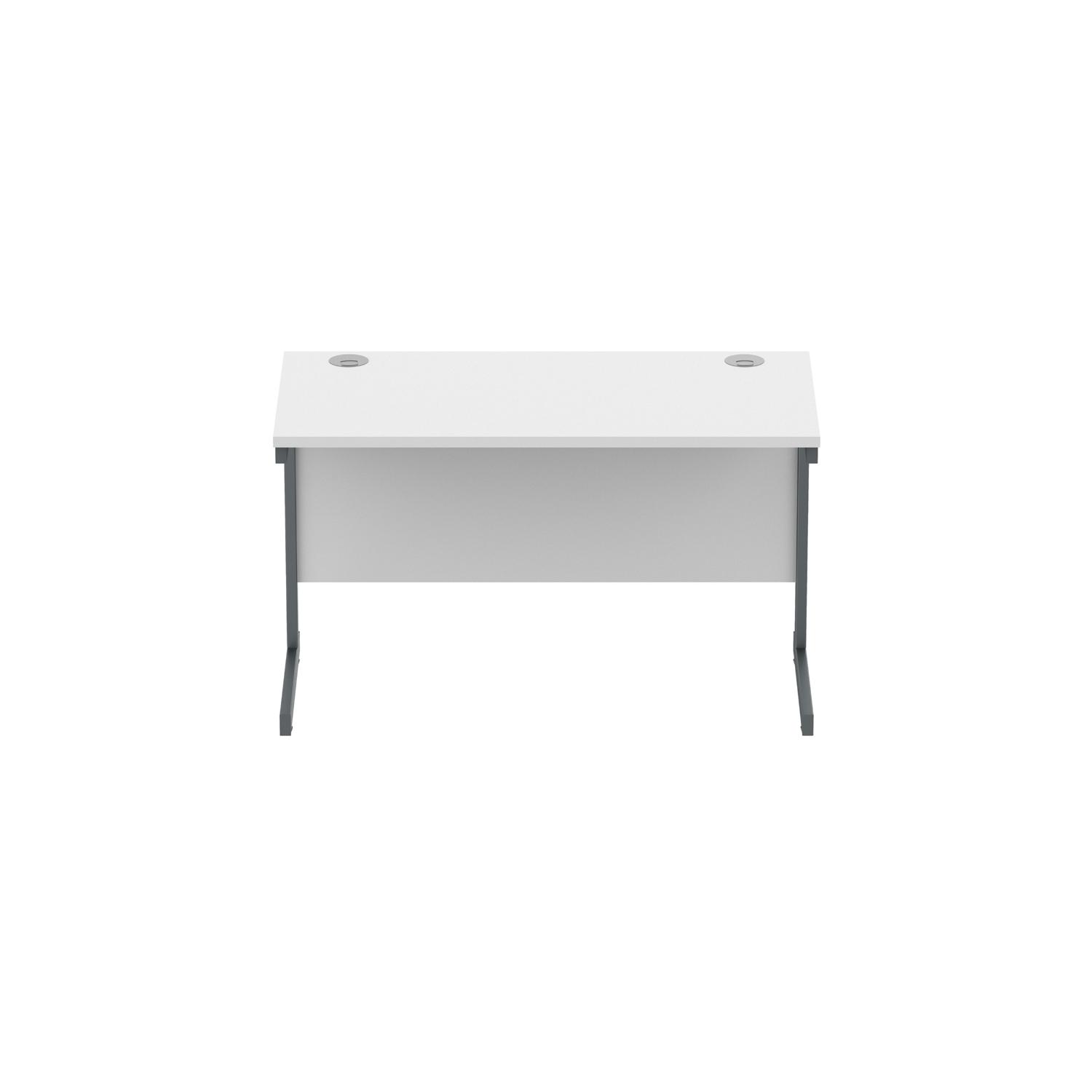 Office Rectangular Desk with Steel Single Upright Cantilever Frame  1200X600 Arctic White/Graphite