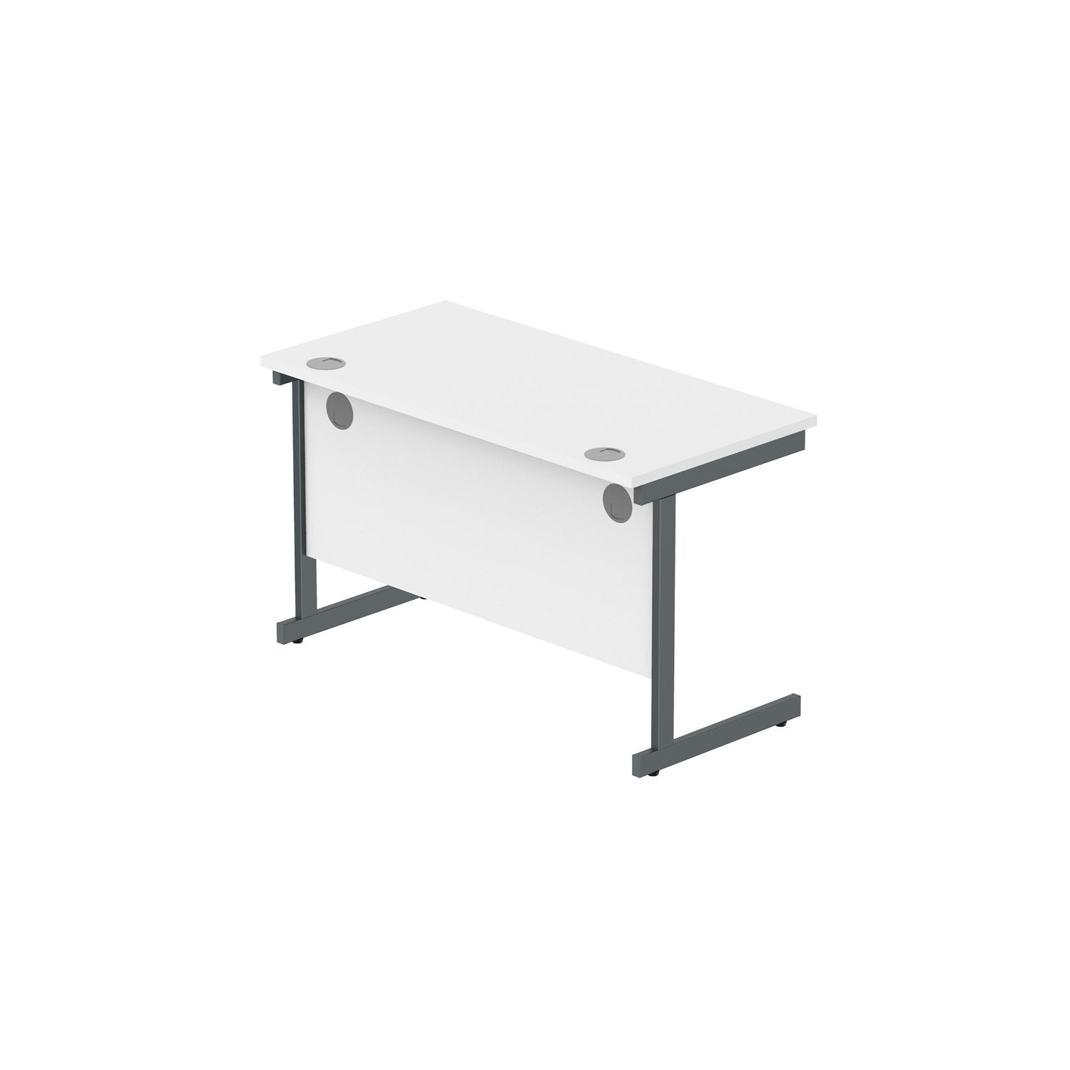 Office Rectangular Desk with Steel Single Upright Cantilever Frame  1200X600 Arctic White/Graphite