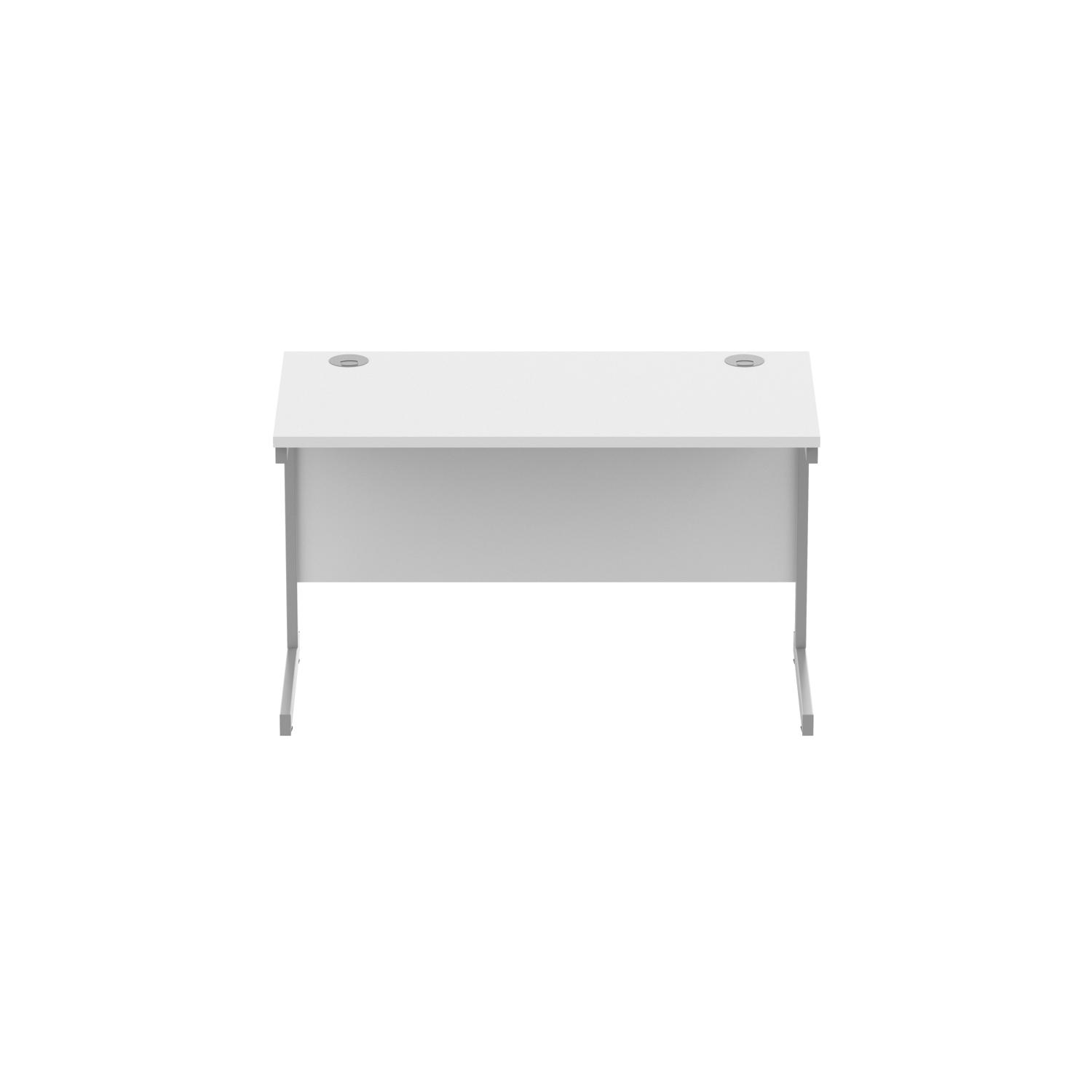 Office Rectangular Desk with Steel Single Upright Cantilever Frame  1200X600 Arctic White/Silver