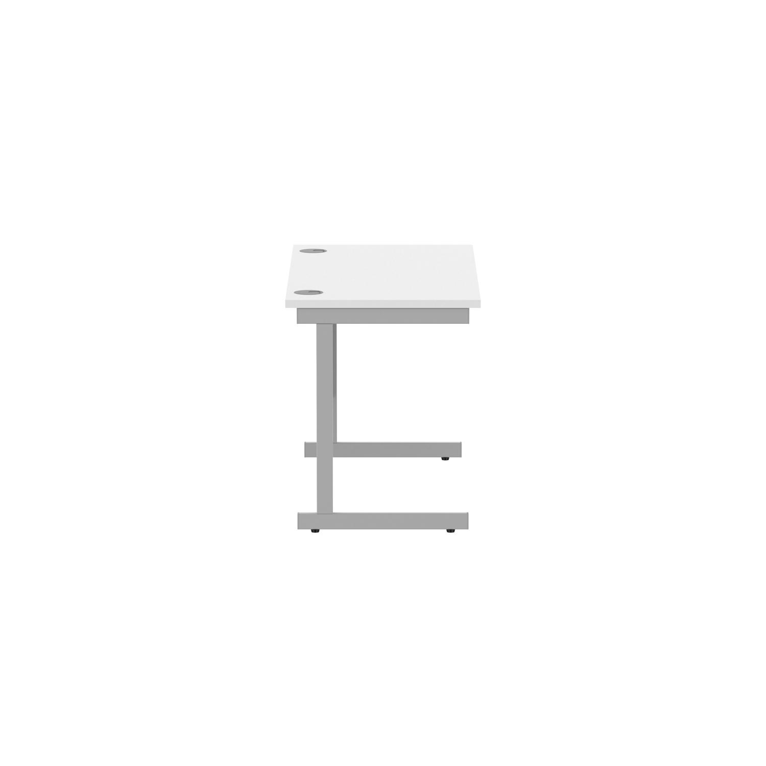 Office Rectangular Desk with Steel Single Upright Cantilever Frame  1200X600 Arctic White/Silver
