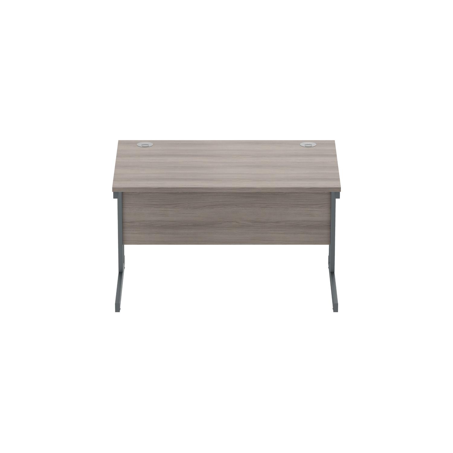 Office Rectangular Desk with Steel Double Upright Cantilever Frame  1200X800 Alaskan Grey Oak/Graphite