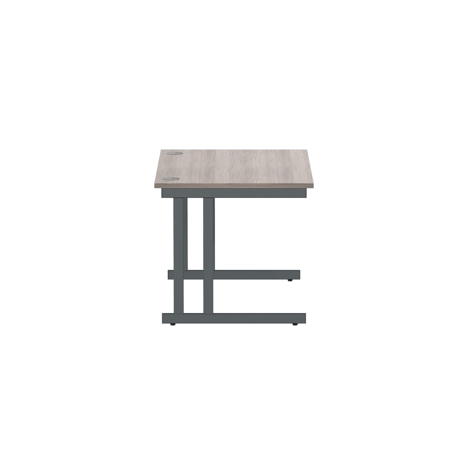Office Rectangular Desk with Steel Double Upright Cantilever Frame  1200X800 Alaskan Grey Oak/Graphite