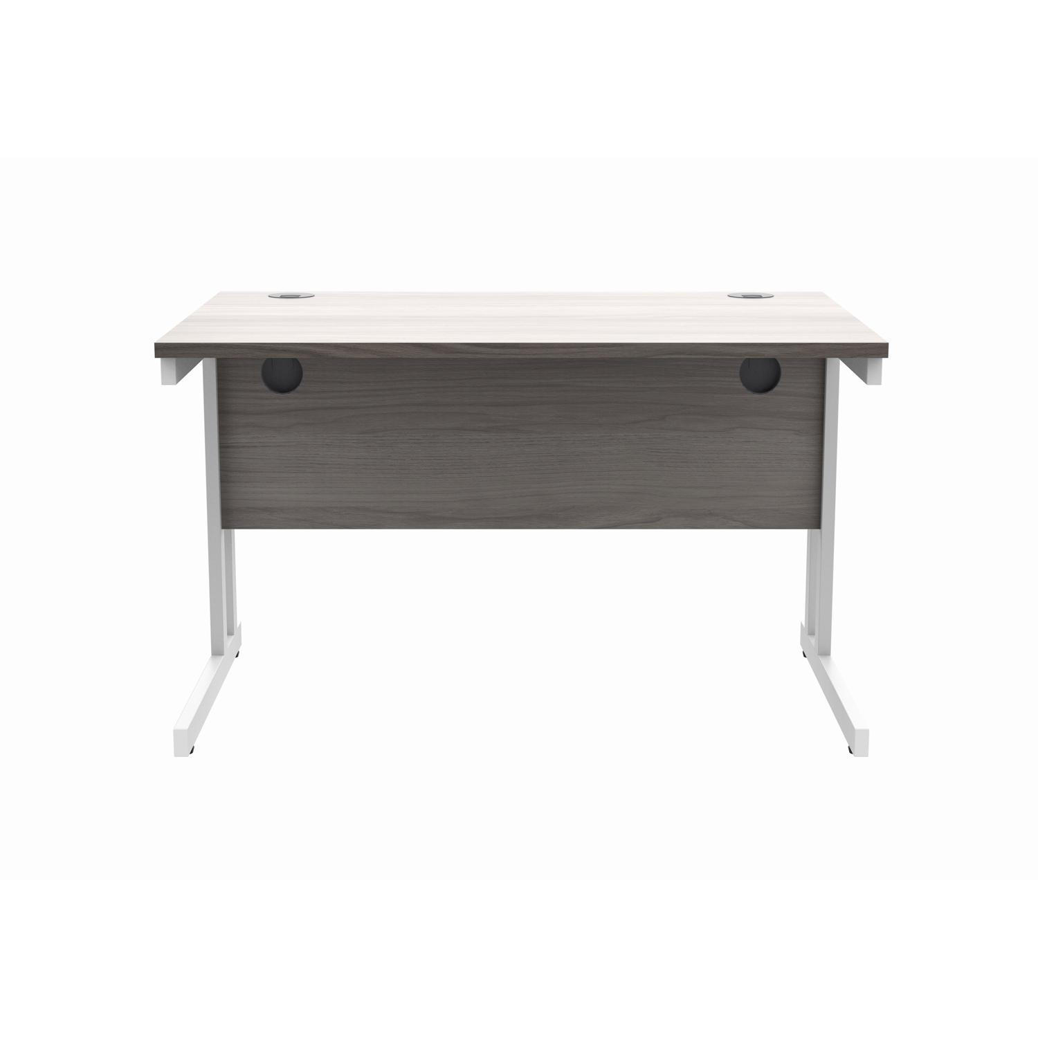 Office Rectangular Desk with Steel Double Upright Cantilever Frame  1200X800 Alaskan Grey Oak/White