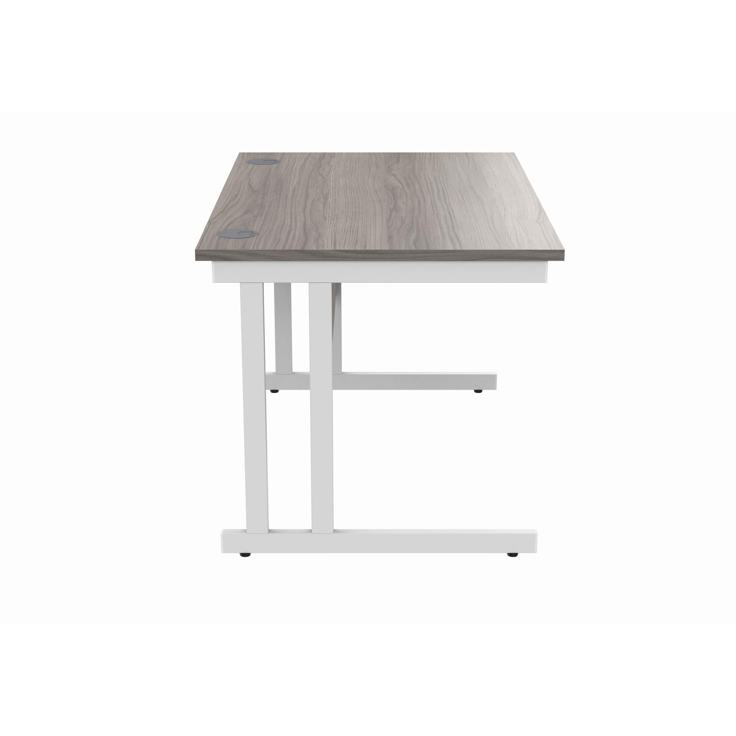 Office Rectangular Desk with Steel Double Upright Cantilever Frame  1200X800 Alaskan Grey Oak/White
