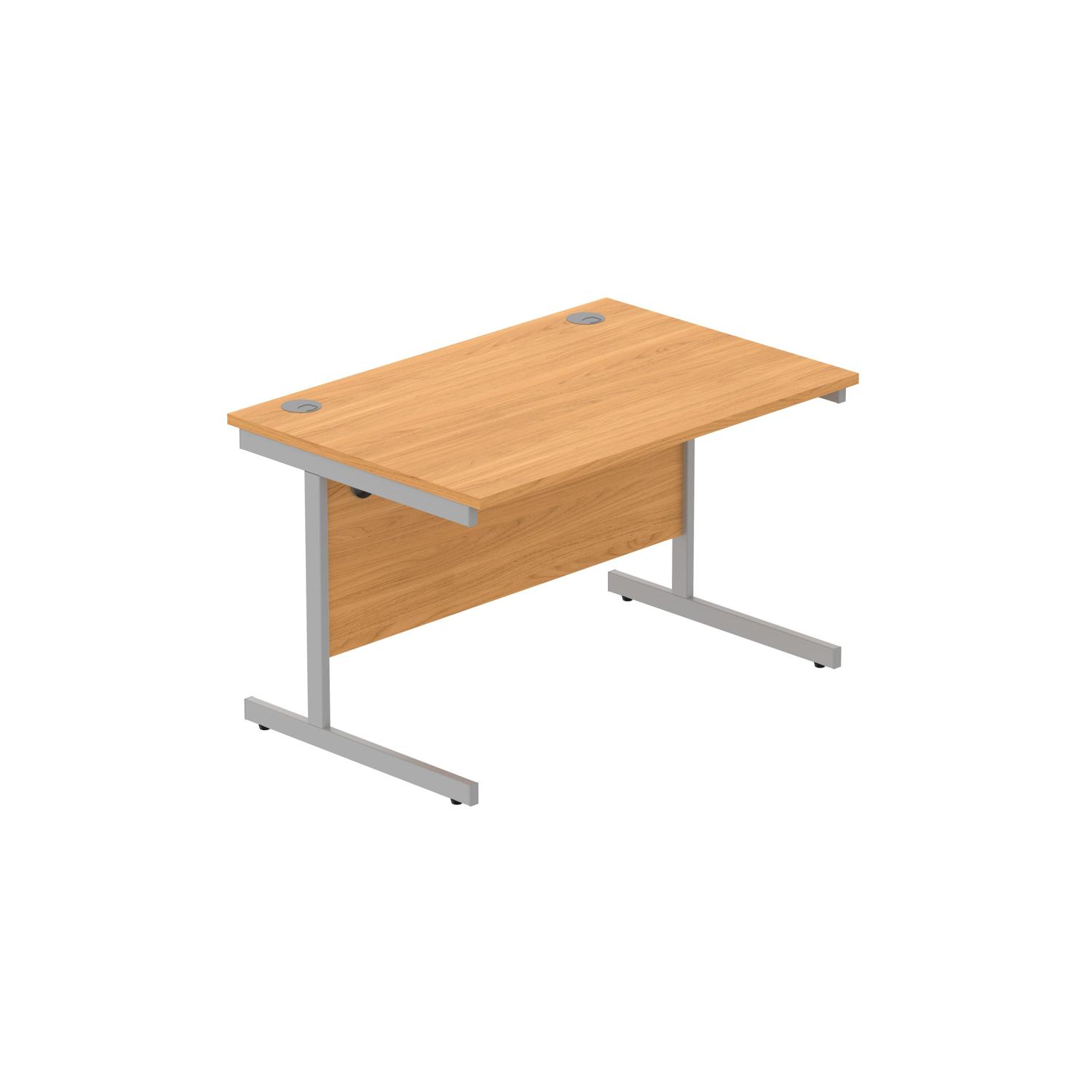 Office Rectangular Desk with Steel Single Upright Cantilever Frame  1200X800 Norwegian Beech/Silver