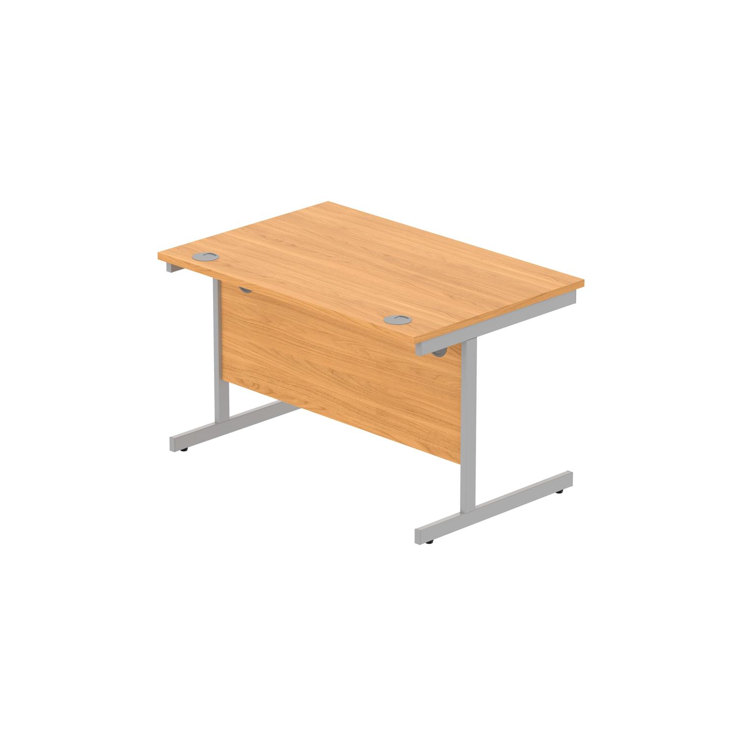 Office Rectangular Desk with Steel Single Upright Cantilever Frame  1200X800 Norwegian Beech/Silver