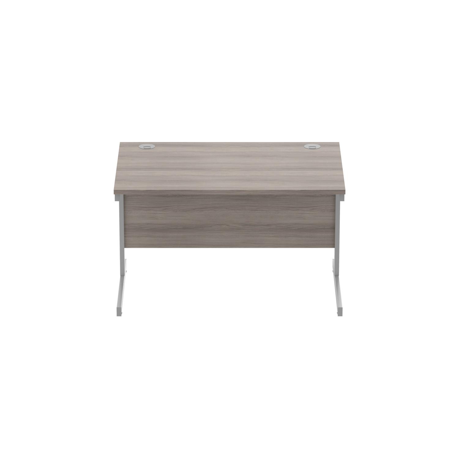 Office Rectangular Desk with Steel Single Upright Cantilever Frame  1200X800 Alaskan Grey Oak/Silver