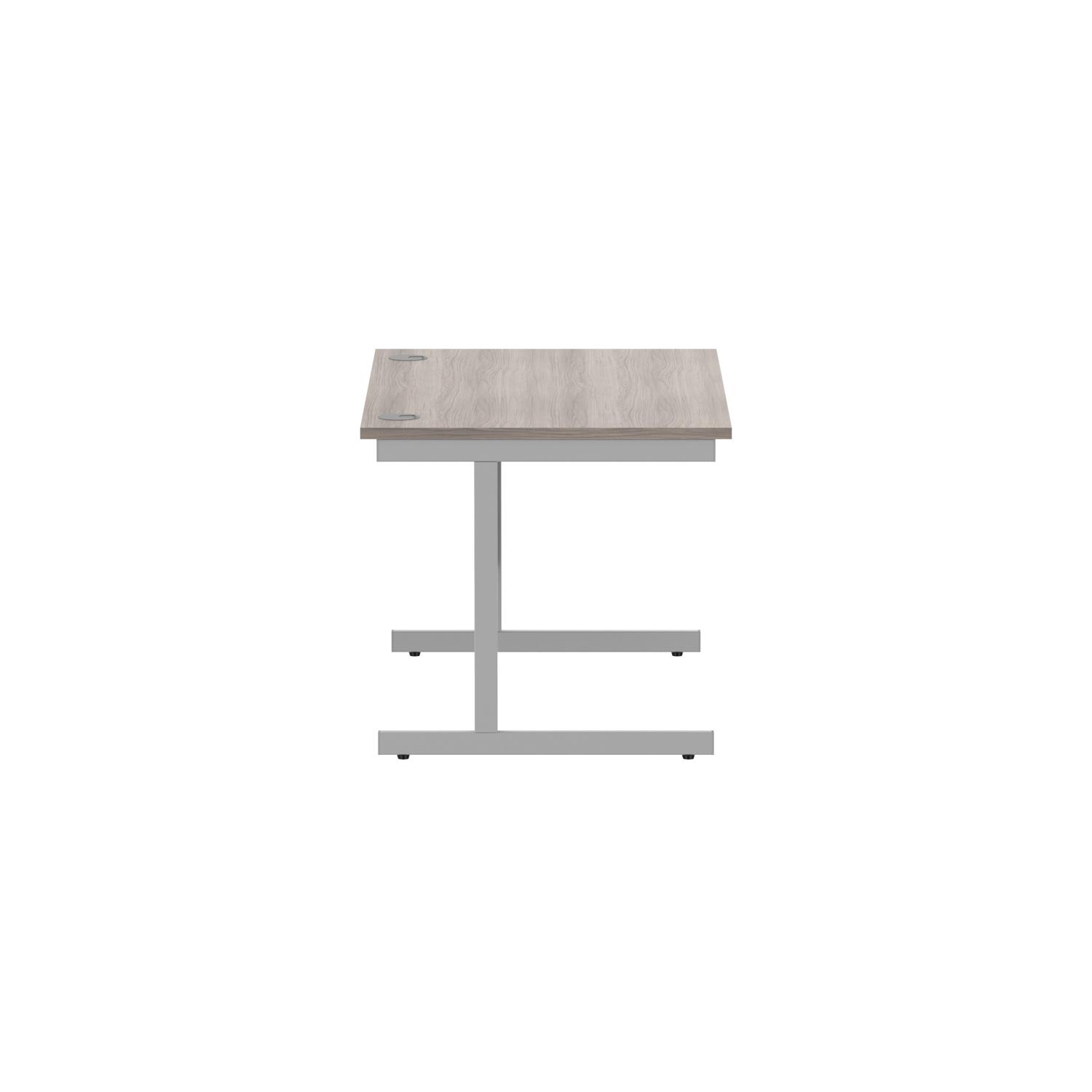 Office Rectangular Desk with Steel Single Upright Cantilever Frame  1200X800 Alaskan Grey Oak/Silver