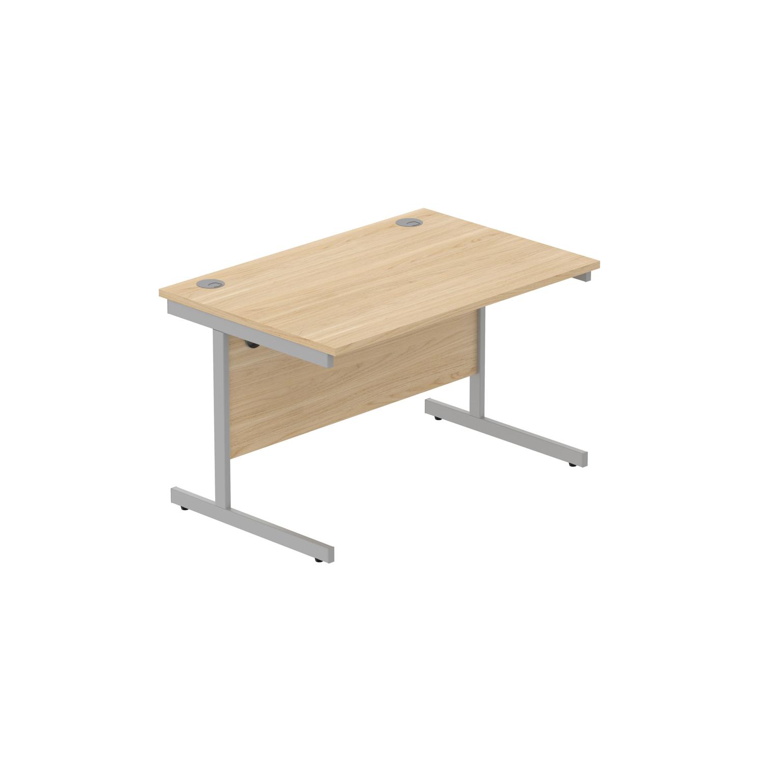 Office Rectangular Desk with Steel Single Upright Cantilever Frame  1200X800 Canadian Oak/Silver
