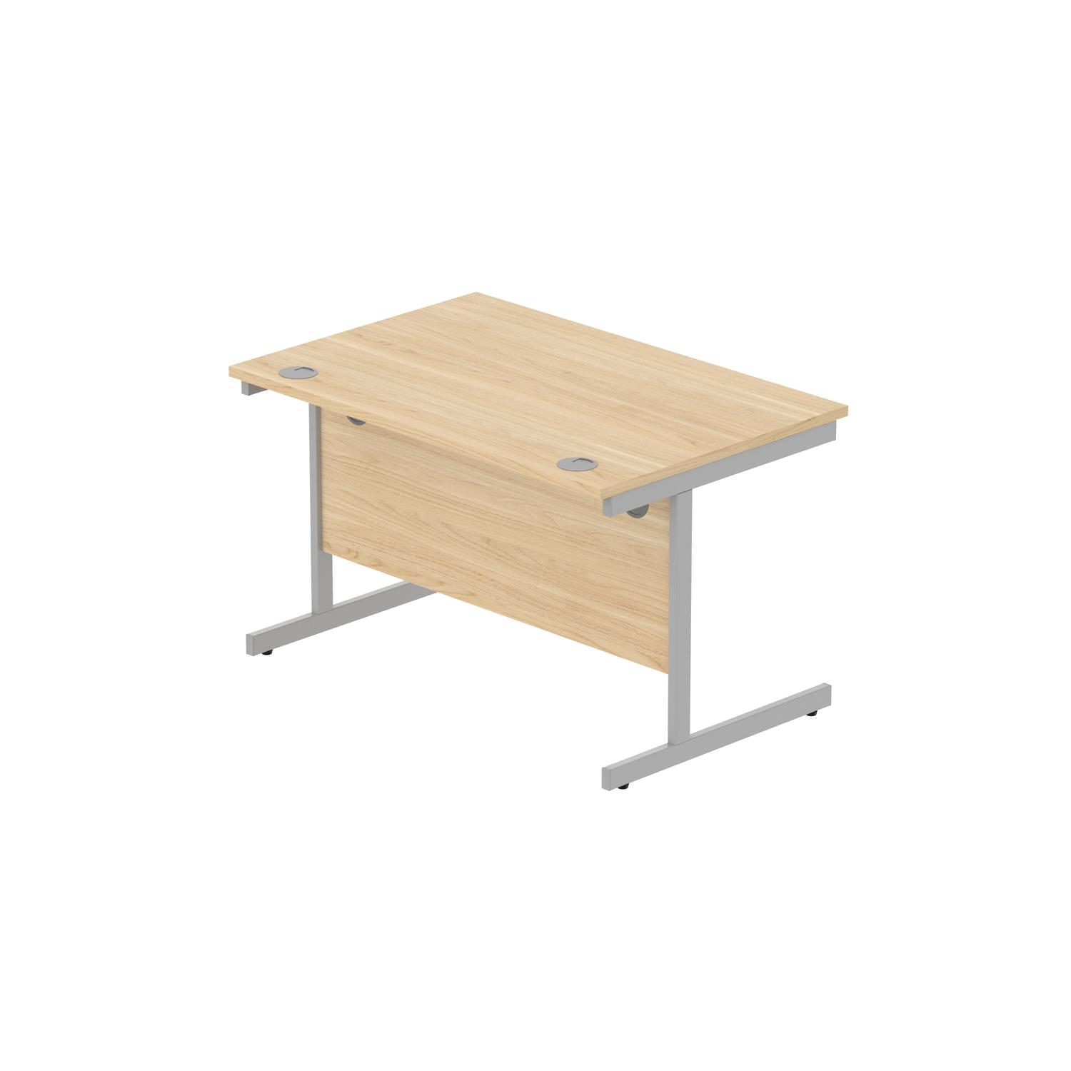 Office Rectangular Desk with Steel Single Upright Cantilever Frame  1200X800 Canadian Oak/Silver