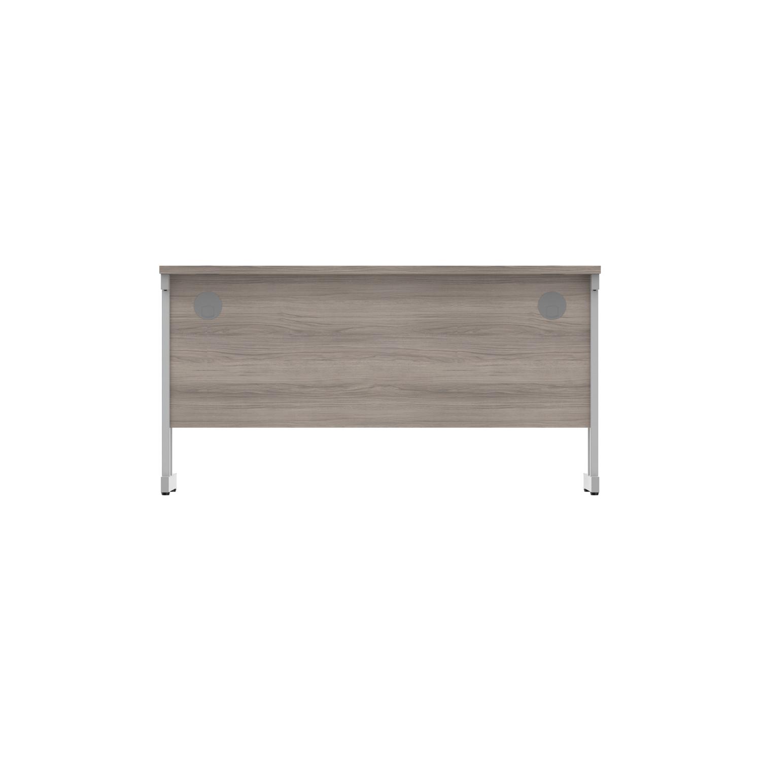 Office Rectangular Desk with Steel Double Upright Cantilever Frame  1400X600 Alaskan Grey Oak/Silver