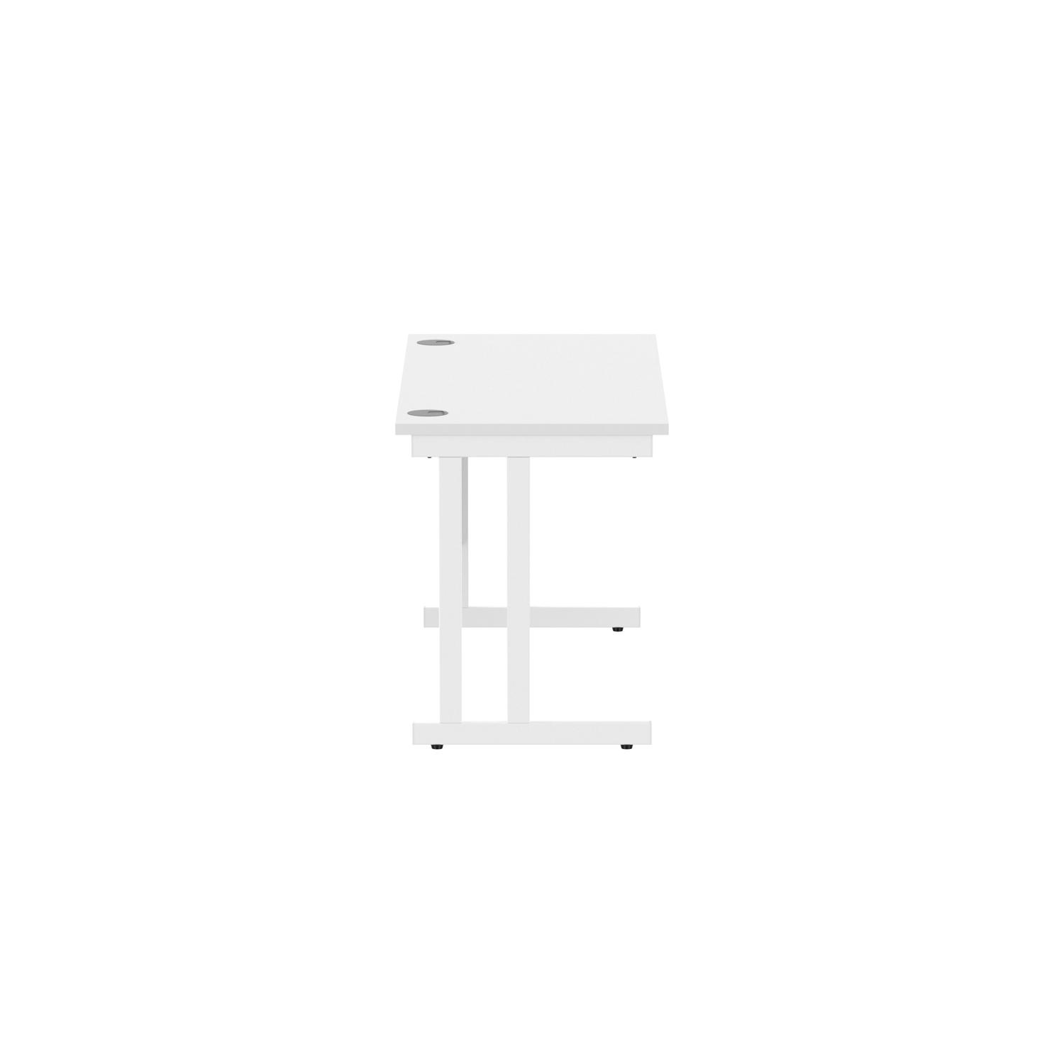 Office Rectangular Desk with Steel Double Upright Cantilever Frame  1400X600 Arctic White/White