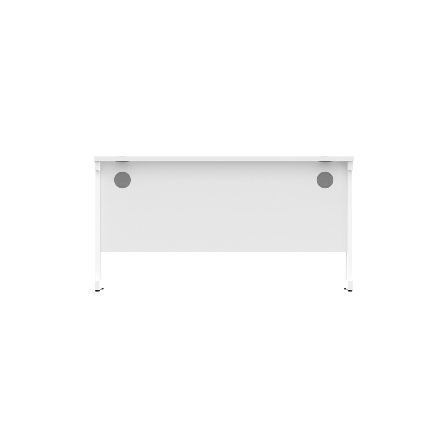 Office Rectangular Desk with Steel Double Upright Cantilever Frame  1400X600 Arctic White/White